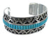 Southwest Sterling Silver Turquoise Inlay Heavy Cuff Bracelet CX49292