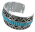 Southwest Sterling Silver Turquoise Inlay Heavy Cuff Bracelet CX49292