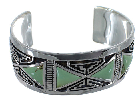 Southwestern Sterling Silver Turquoise Inlay Cuff Bracelet CX49451
