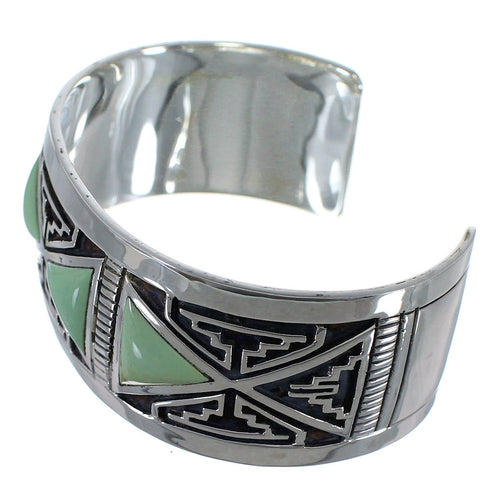 Southwestern Sterling Silver Turquoise Inlay Cuff Bracelet CX49451