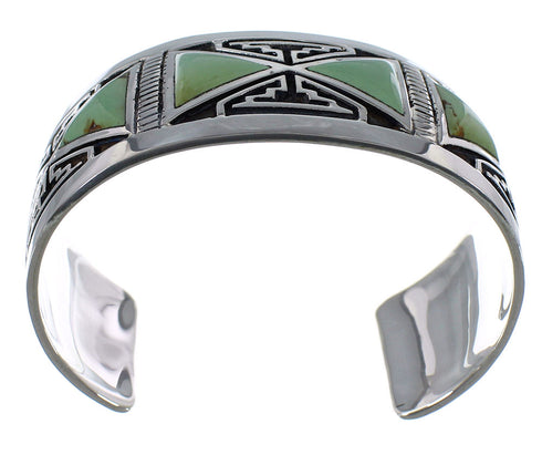 Southwestern Sterling Silver Turquoise Inlay Cuff Bracelet CX49451