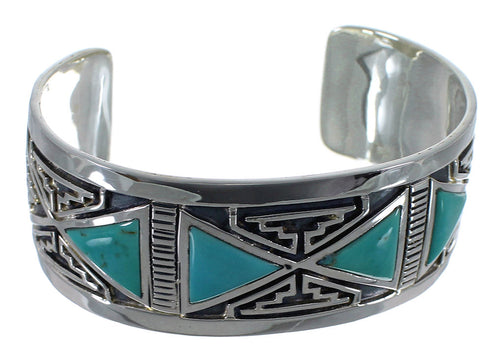 Southwestern Turquoise Inlay Sterling Silver Cuff Bracelet CX49452