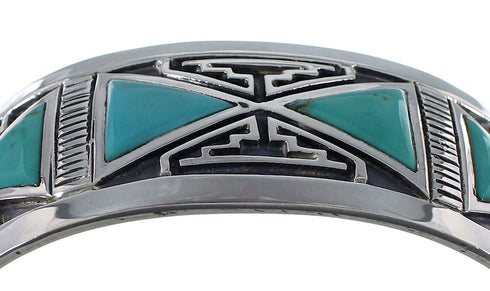 Southwestern Turquoise Inlay Sterling Silver Cuff Bracelet CX49452