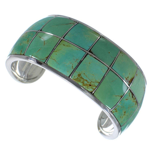 Southwest Turquoise Genuine Sterling Silver Cuff Bracelet CX49507