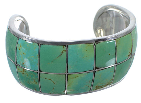 Southwest Turquoise Genuine Sterling Silver Cuff Bracelet CX49507