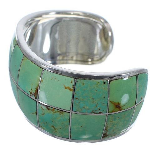 Southwest Turquoise Genuine Sterling Silver Cuff Bracelet CX49507