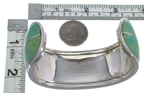 Southwest Turquoise Genuine Sterling Silver Cuff Bracelet CX49507