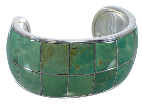 Southwest Genuine Sterling Silver Turquoise Cuff Bracelet CX49508