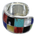 Southwest Authentic Sterling Silver Multicolor Cuff Bracelet CX49519