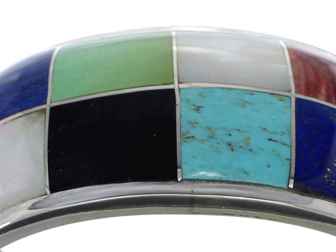 Southwest Authentic Sterling Silver Multicolor Cuff Bracelet CX49519