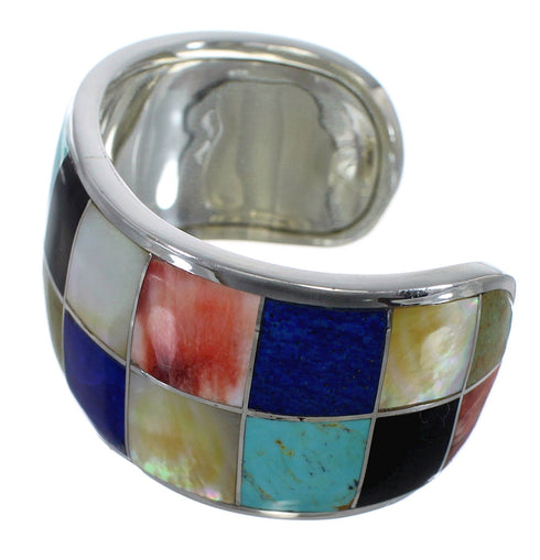 Authentic Sterling Silver Southwest Multicolor Cuff Bracelet CX49520