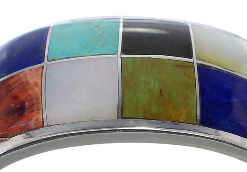 Authentic Sterling Silver Southwest Multicolor Cuff Bracelet CX49520