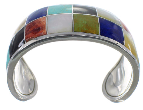 Authentic Sterling Silver Southwest Multicolor Cuff Bracelet CX49520