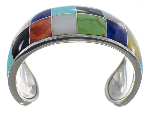 Genuine Sterling Silver Multicolor Southwest Cuff Bracelet CX49523