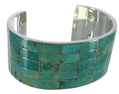 Sterling Silver Southwest Turquoise Inlay Cuff Bracelet CX49527