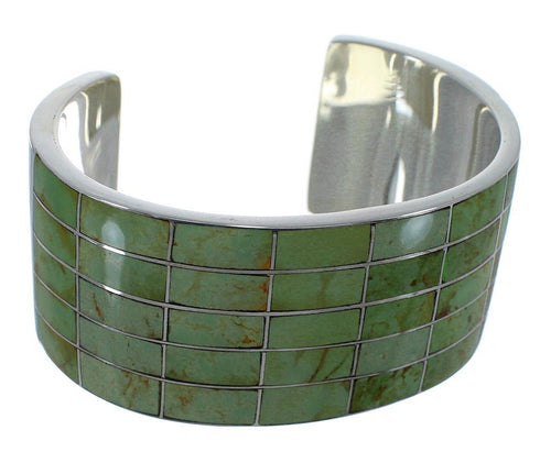 Southwestern Sterling Silver Turquoise Inlay Cuff Bracelet CX49530