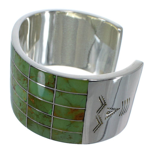 Southwestern Sterling Silver Turquoise Inlay Cuff Bracelet CX49530