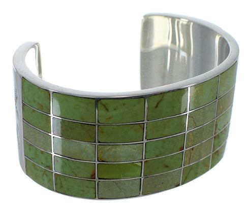 Southwestern Turquoise Inlay Sterling Silver Cuff Bracelet CX49531