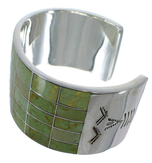 Southwestern Turquoise Inlay Sterling Silver Cuff Bracelet CX49531
