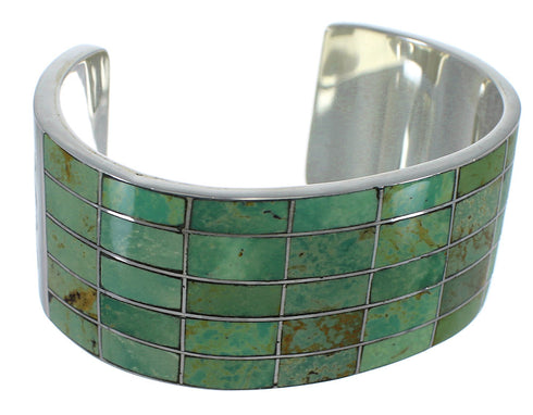 Turquoise Inlay Southwestern Sterling Silver Cuff Bracelet CX49534