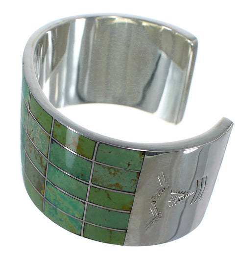 Turquoise Inlay Southwestern Sterling Silver Cuff Bracelet CX49534
