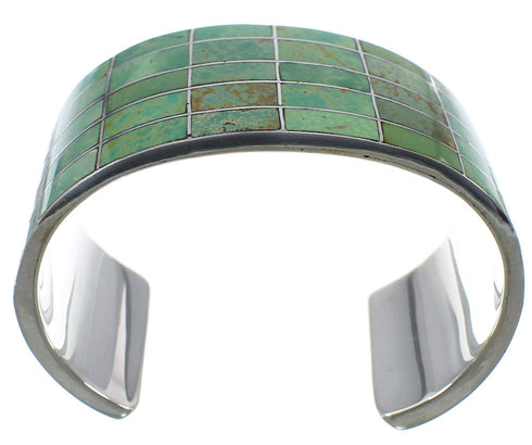Turquoise Inlay Southwestern Sterling Silver Cuff Bracelet CX49534