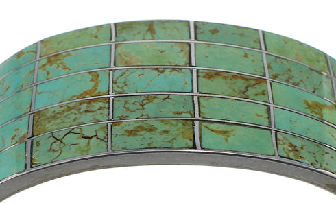 Sterling Silver Turquoise Inlay Southwestern Cuff Bracelet CX49537