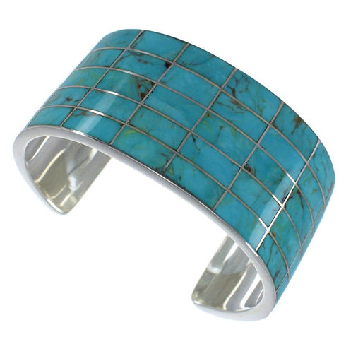 Authentic Sterling Silver Turquoise Southwestern Cuff Bracelet CX49542