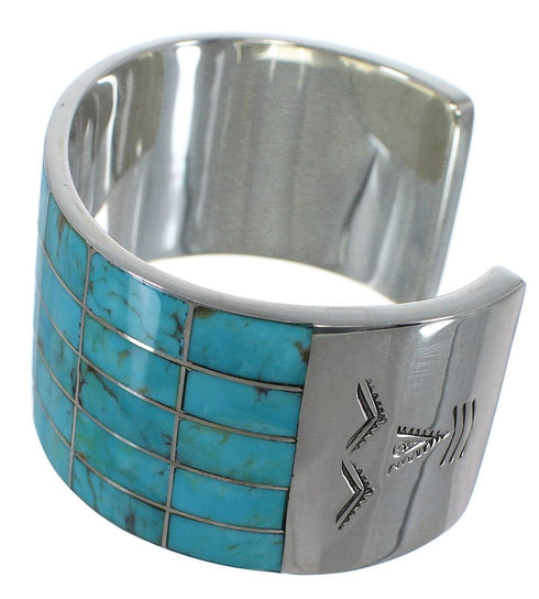 Authentic Sterling Silver Turquoise Southwestern Cuff Bracelet CX49542
