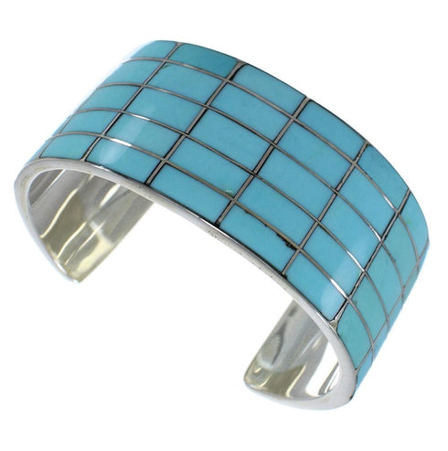 Turquoise Authentic Sterling Silver Southwestern Cuff Bracelet CX49543