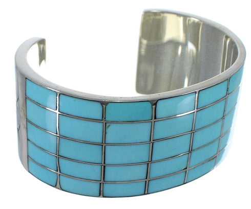 Turquoise Authentic Sterling Silver Southwestern Cuff Bracelet CX49543