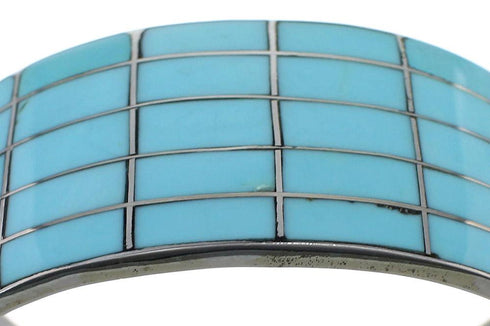 Turquoise Authentic Sterling Silver Southwestern Cuff Bracelet CX49543