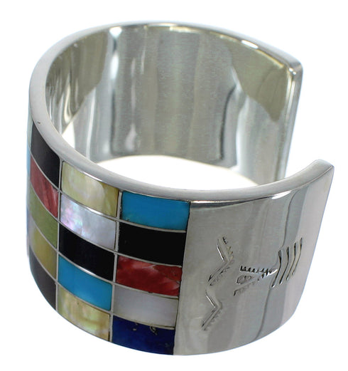 Multicolor Inlay Southwest Sterling Silver Cuff Bracelet CX49553