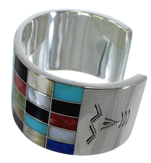 Multicolor Inlay Sterling Silver Southwest Cuff Bracelet CX49554