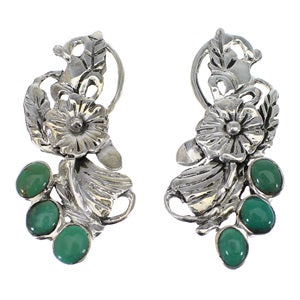 Southwestern Silver Turquoise Flower Post Earrings AX49466