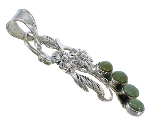 Turquoise Authentic Sterling Silver Flower Pendant AX49578