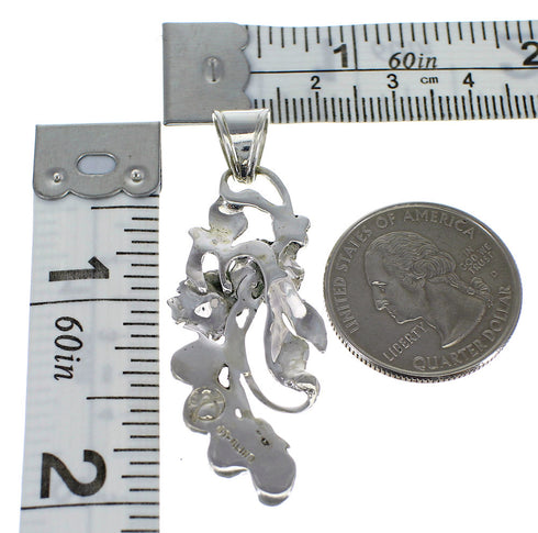 Turquoise Authentic Sterling Silver Flower Pendant AX49578