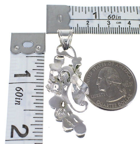 Genuine Sterling Silver And Turquoise Flower Pendant AX49595