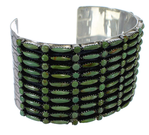 Turquoise Needlepoint Sturdy Sterling Silver Cuff Bracelet CX49556