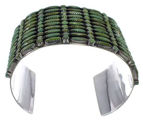 Turquoise Needlepoint Sturdy Sterling Silver Cuff Bracelet CX49556