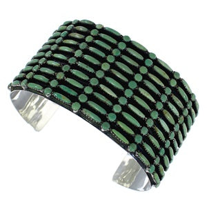 Needlepoint Turquoise Sterling Silver Sturdy Cuff Bracelet CX49558