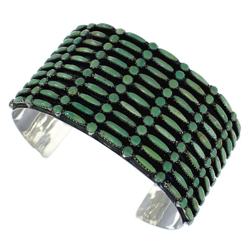 Needlepoint Turquoise Sterling Silver Sturdy Cuff Bracelet CX49558