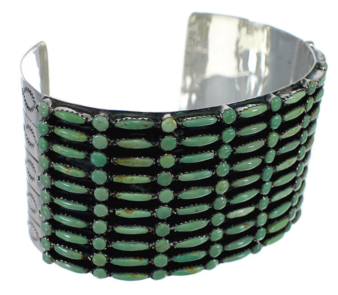 Needlepoint Turquoise Sterling Silver Sturdy Cuff Bracelet CX49558