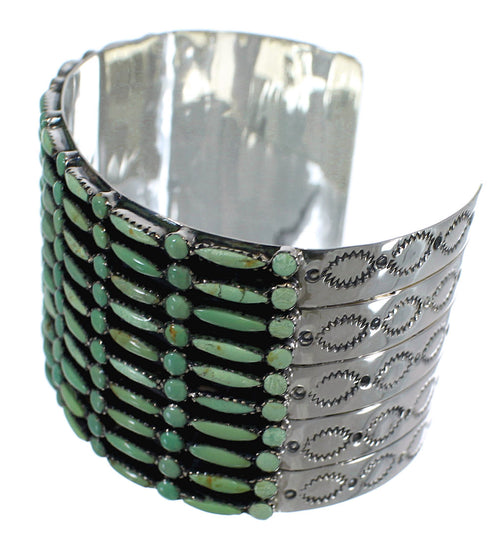 Needlepoint Turquoise Sterling Silver Sturdy Cuff Bracelet CX49558
