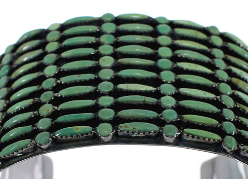 Needlepoint Turquoise Sterling Silver Sturdy Cuff Bracelet CX49558