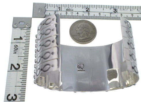 Needlepoint Turquoise Sterling Silver Sturdy Cuff Bracelet CX49558