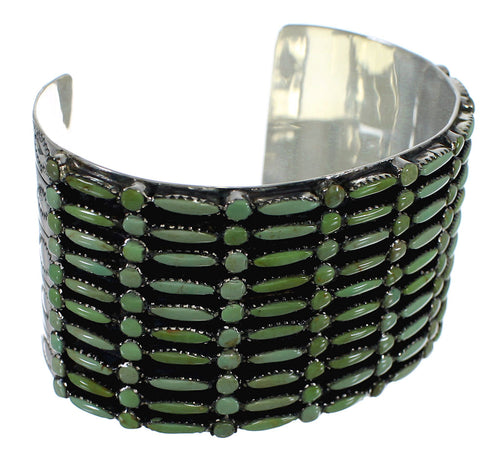 Turquoise Needlepoint Sterling Silver Heavy Cuff Bracelet CX49560
