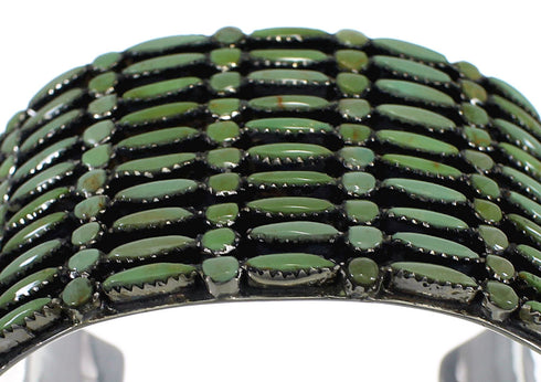 Turquoise Needlepoint Sterling Silver Heavy Cuff Bracelet CX49560