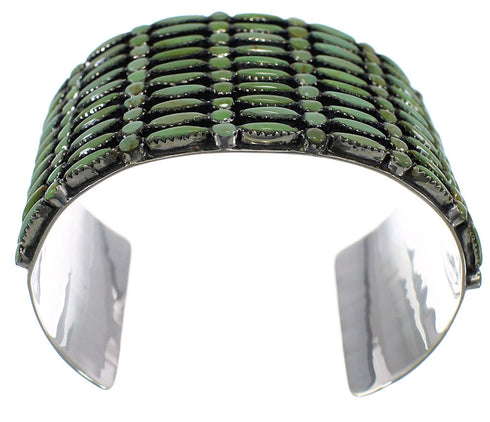 Turquoise Needlepoint Sterling Silver Heavy Cuff Bracelet CX49560