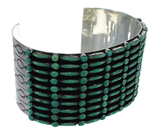 Turquoise Needlepoint Heavy Sterling Silver Cuff Bracelet CX49561